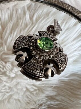 Vintage Sterling Silver Jerusalem Crusader Cross Pendant/Brooch